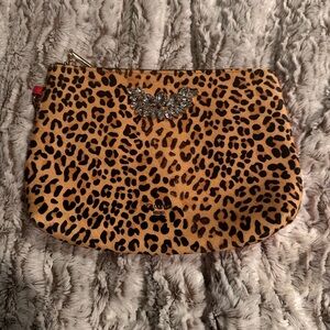 Dune London Leopard Print Clutch with Silver Detail